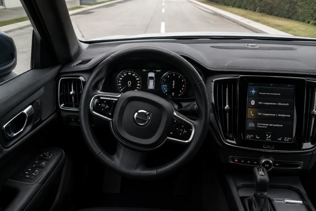 Признак нарушения геометрии колес при движении прямо Кривостоящий руль Volvo